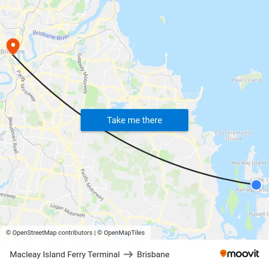 Macleay Island Ferry Terminal to Brisbane map