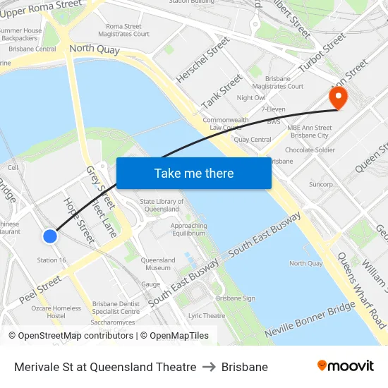 Merivale St at Queensland Theatre to Brisbane map