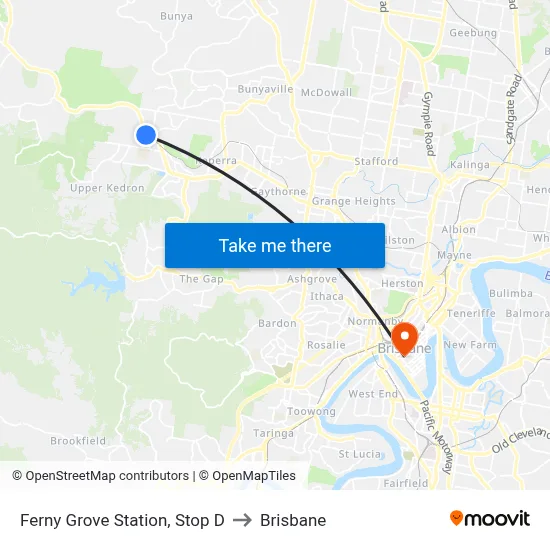 Ferny Grove Station, Stop D to Brisbane map