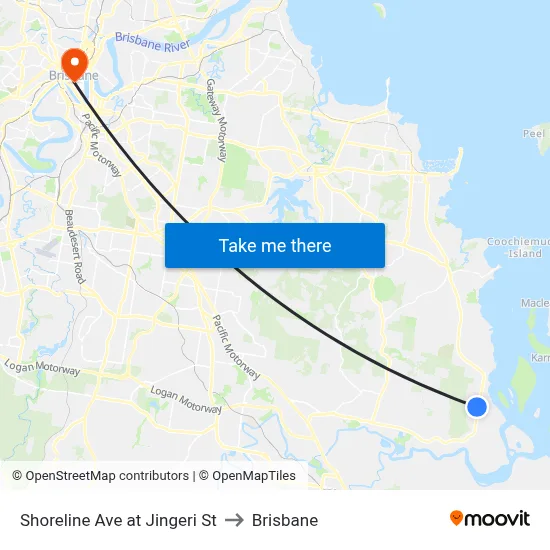 Shoreline Ave at Jingeri St to Brisbane map