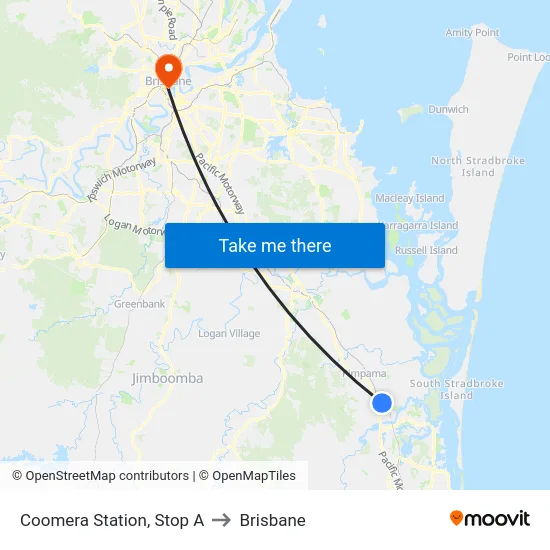 Coomera Station, Stop A to Brisbane map
