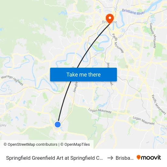 Springfield Greenfield Art at Springfield College to Brisbane map