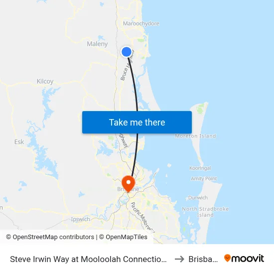 Steve Irwin Way at Mooloolah Connection Rd to Brisbane map