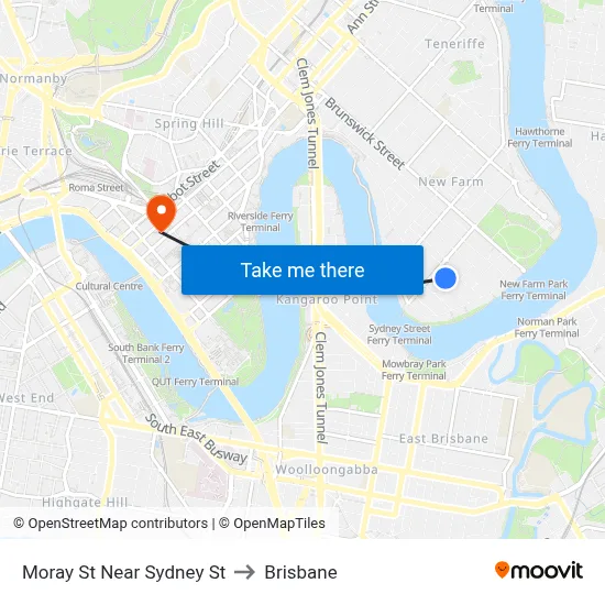 Moray St Near Sydney St to Brisbane map