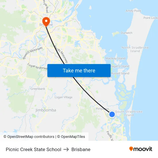 Picnic Creek State School to Brisbane map