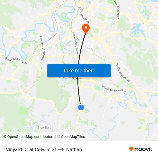 Vinyard Dr at Colville St to Nathan map