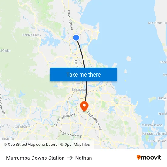 Murrumba Downs Station to Nathan map