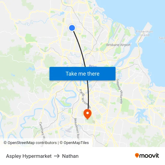 Aspley Hypermarket to Nathan map