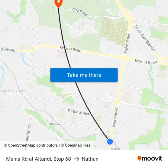 Mains Rd at Altandi, Stop 68 to Nathan map