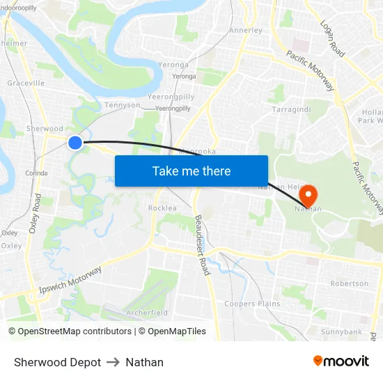 Sherwood Depot to Nathan map