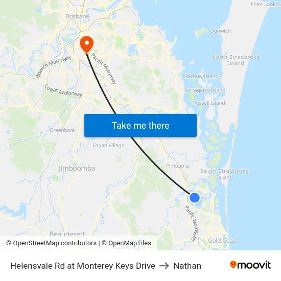 Helensvale Rd at Monterey Keys Drive to Nathan map