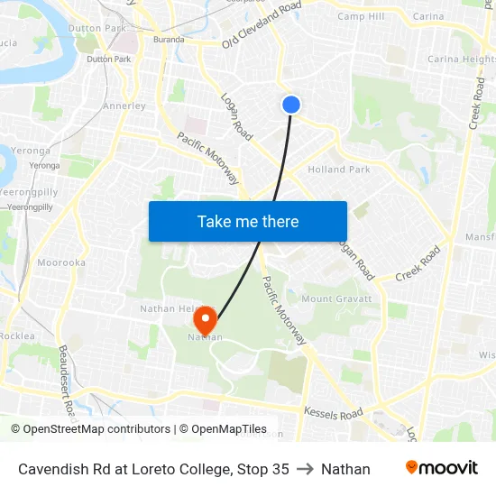 Cavendish Rd at Loreto College, Stop 35 to Nathan map