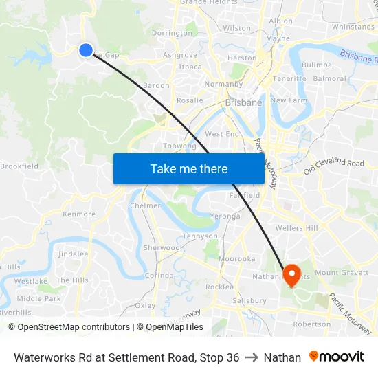 Waterworks Rd at Settlement Road, Stop 36 to Nathan map