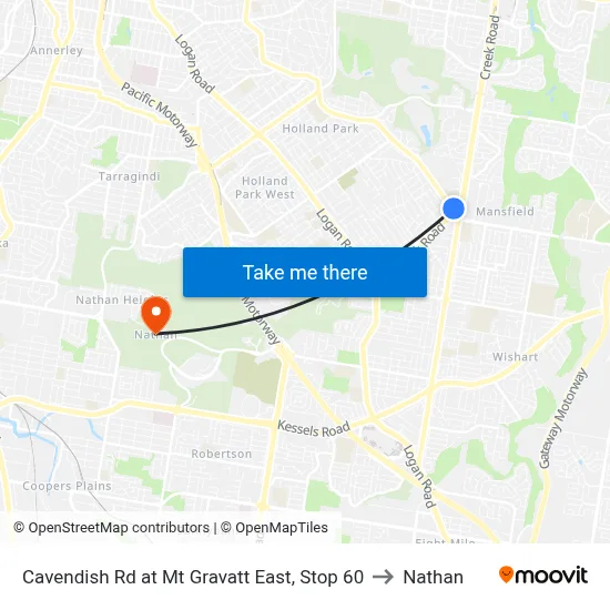 Cavendish Rd at Mt Gravatt East, Stop 60 to Nathan map