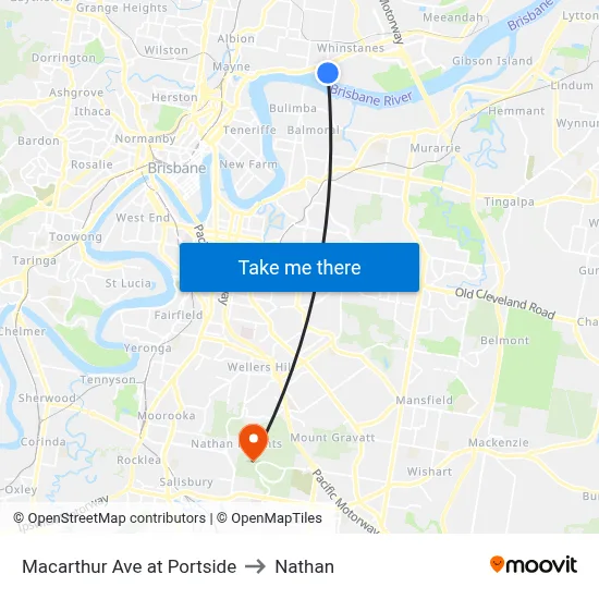 Macarthur Ave at Portside to Nathan map
