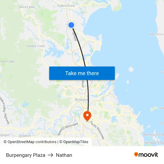 Burpengary Plaza to Nathan map