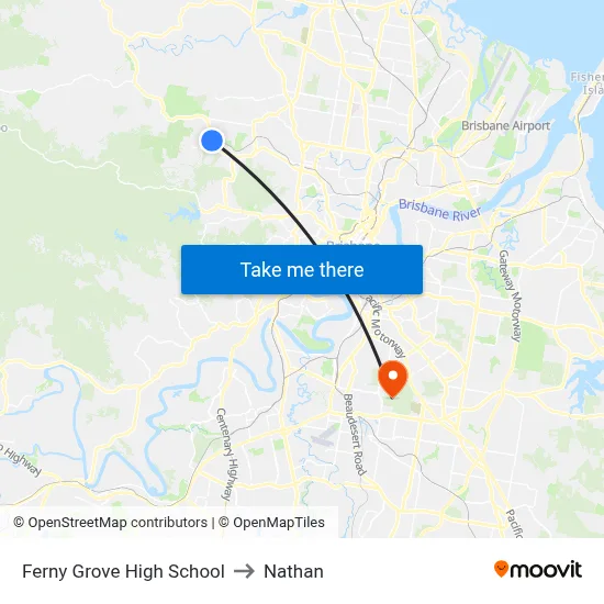 Ferny Grove High School to Nathan map