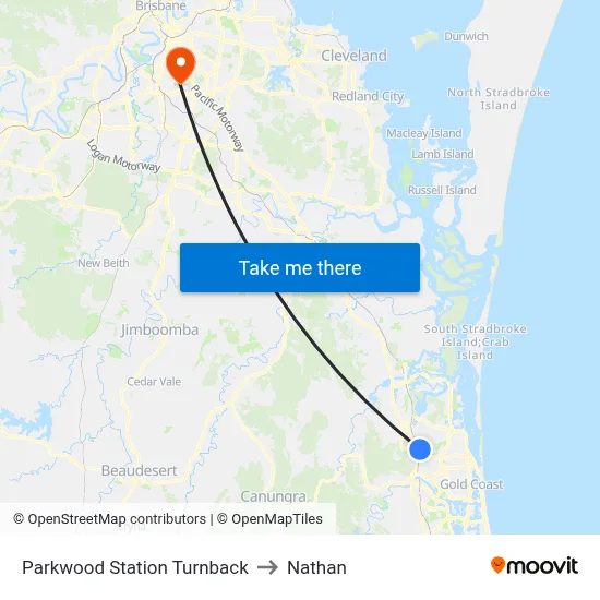 Parkwood Station Turnback to Nathan map
