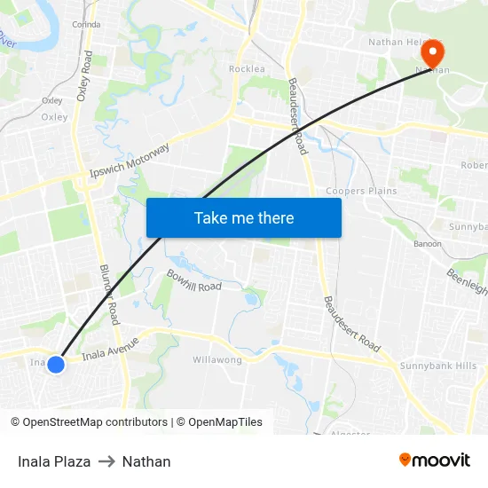 Inala Plaza to Nathan map