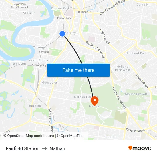 Fairfield Station to Nathan map