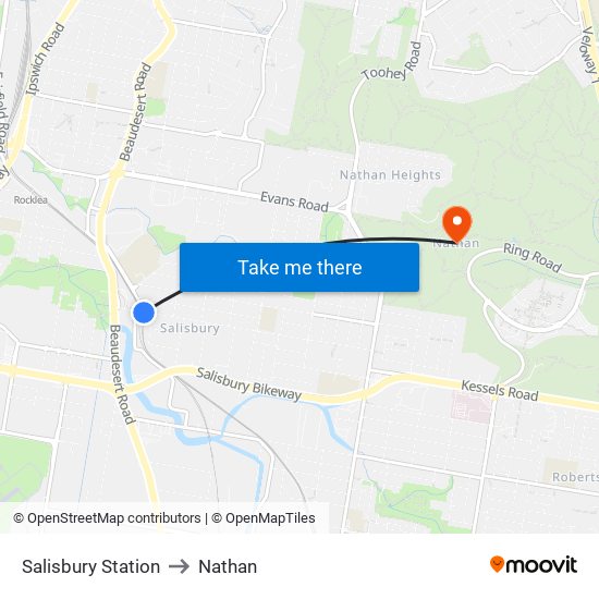 Salisbury Station to Nathan map