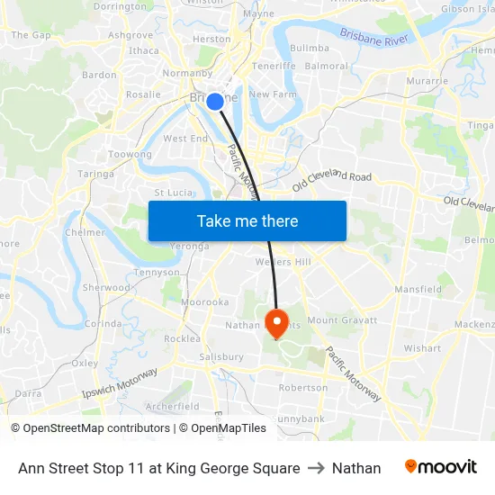 Ann Street Stop 11 at King George Square to Nathan map