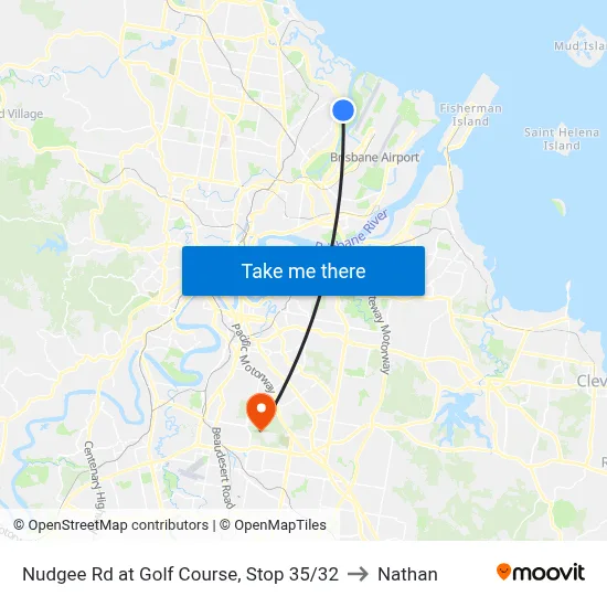 Nudgee Rd at Golf Course, Stop 35/32 to Nathan map