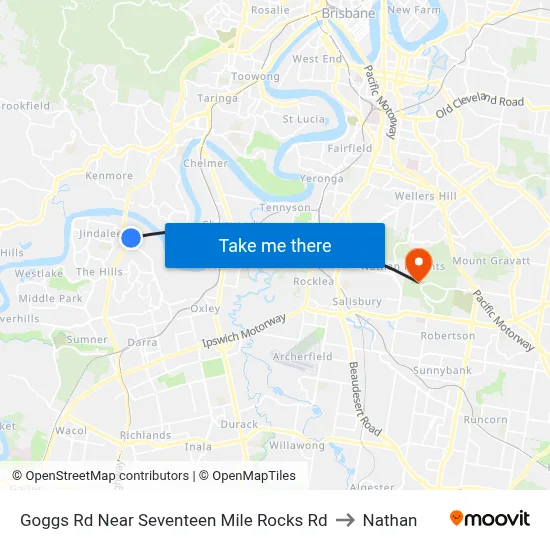 Goggs Rd Near Seventeen Mile Rocks Rd to Nathan map