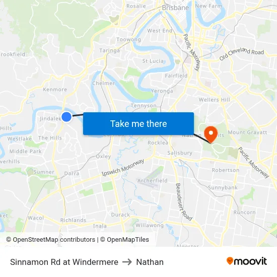Sinnamon Rd at Windermere to Nathan map
