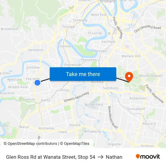 Glen Ross Rd at Wanata Street, Stop 54 to Nathan map
