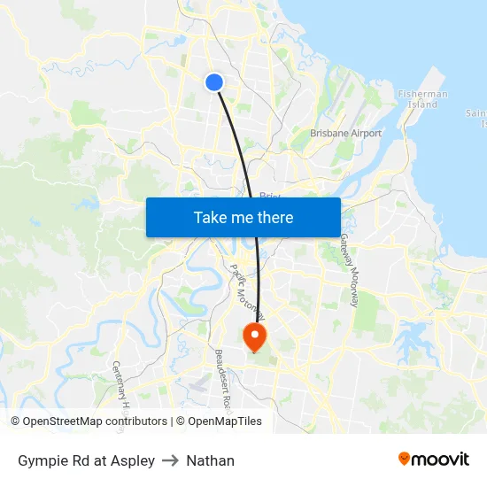 Gympie Rd at Aspley to Nathan map