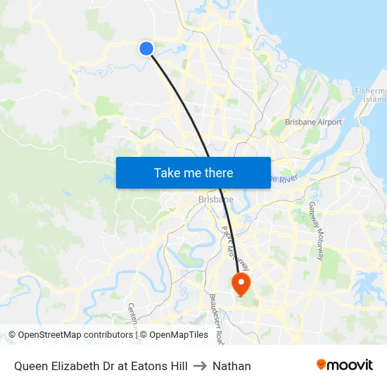 Queen Elizabeth Dr at Eatons Hill to Nathan map