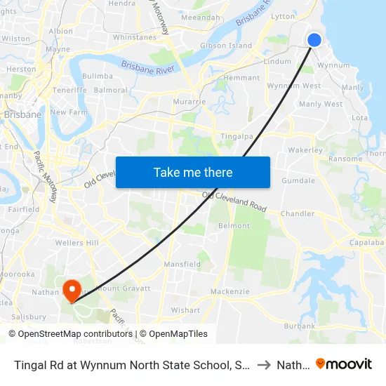 Tingal Rd at Wynnum North State School, Stop 10/5 to Nathan map