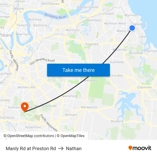 Manly Rd at Preston Rd to Nathan map