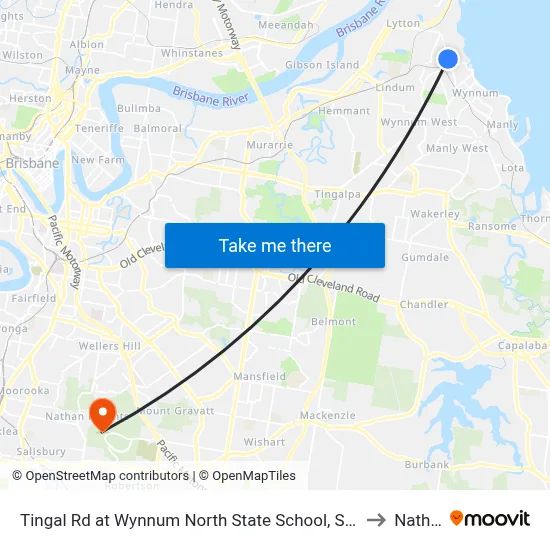 Tingal Rd at Wynnum North State School, Stop 10/5 to Nathan map