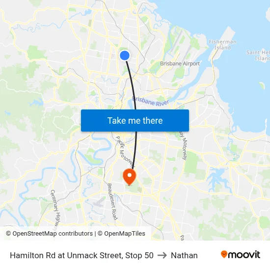 Hamilton Rd at Unmack Street, Stop 50 to Nathan map