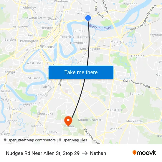 Nudgee Rd Near Allen St, Stop 29 to Nathan map