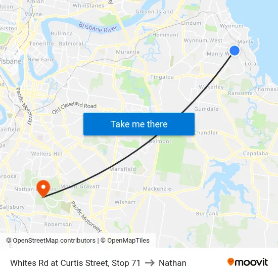 Whites Rd at Curtis Street, Stop 71 to Nathan map
