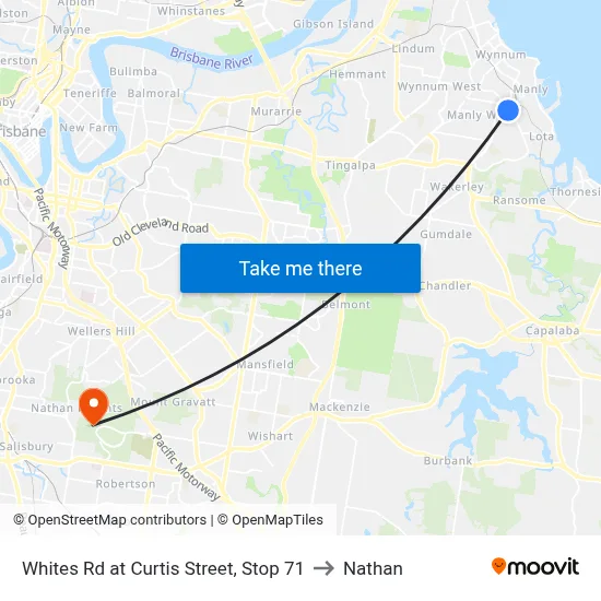 Whites Rd at Curtis Street, Stop 71 to Nathan map