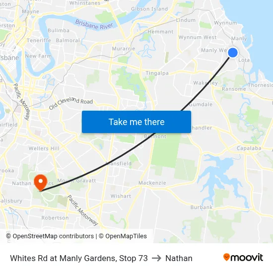 Whites Rd at Manly Gardens, Stop 73 to Nathan map