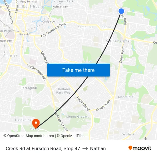 Creek Rd at Fursden Road, Stop 47 to Nathan map