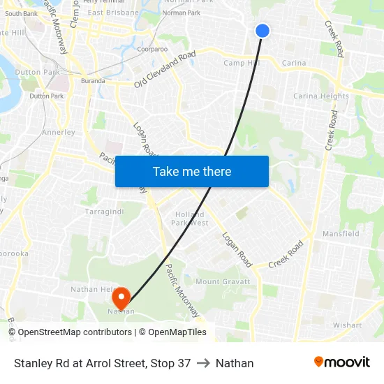 Stanley Rd at Arrol Street, Stop 37 to Nathan map