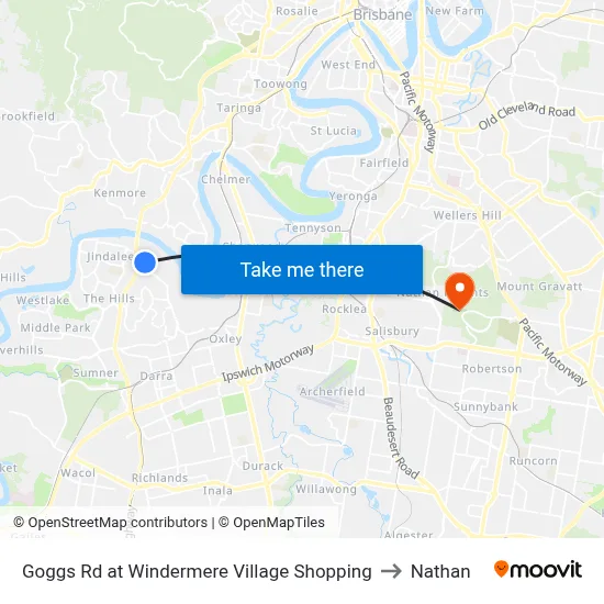 Goggs Rd at Windermere Village Shopping to Nathan map