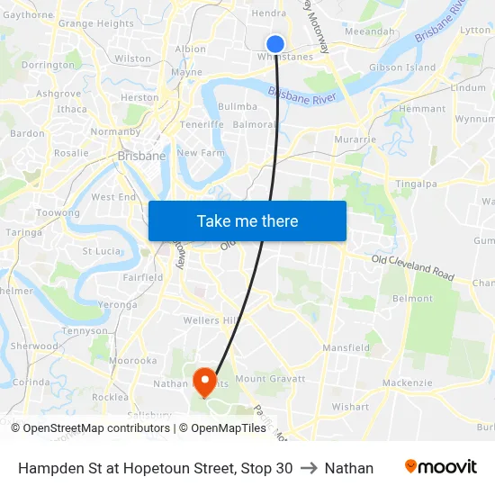 Hampden St at Hopetoun Street, Stop 30 to Nathan map