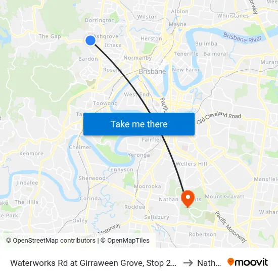 Waterworks Rd at Girraween Grove, Stop 21/22 to Nathan map