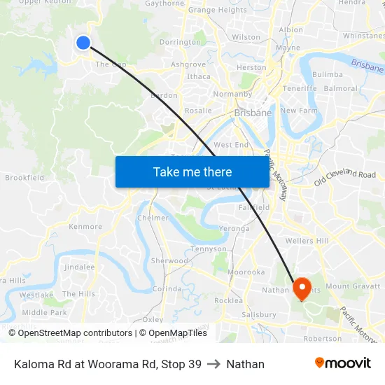 Kaloma Rd at Woorama Rd, Stop 39 to Nathan map