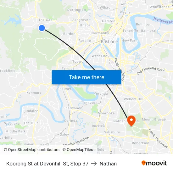 Koorong St at Devonhill St, Stop 37 to Nathan map