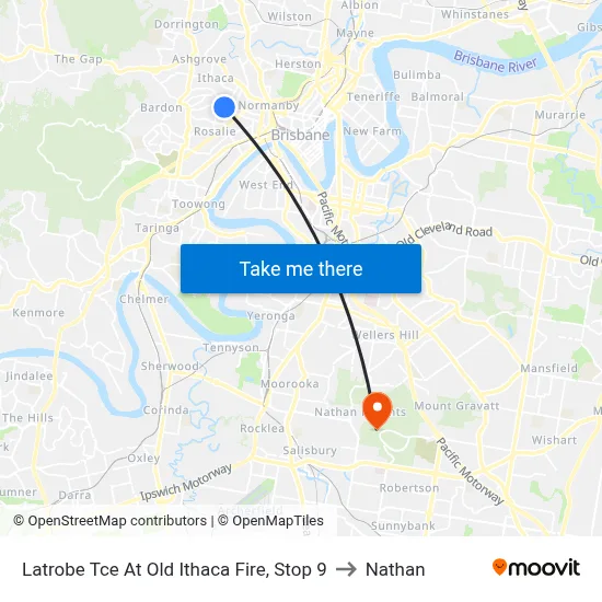 Latrobe Tce At Old Ithaca Fire, Stop 9 to Nathan map