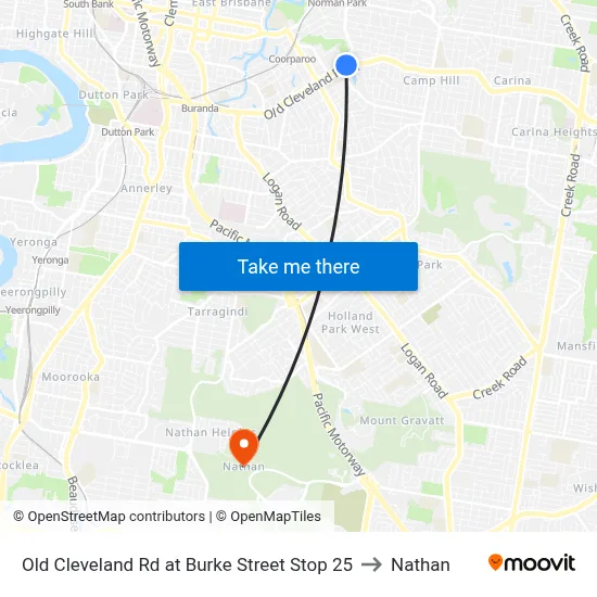 Old Cleveland Rd at Burke Street Stop 25 to Nathan map