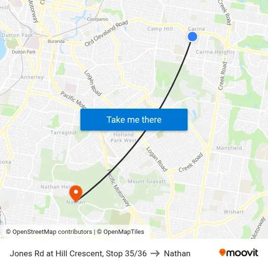 Jones Rd at Hill Crescent, Stop 35/36 to Nathan map